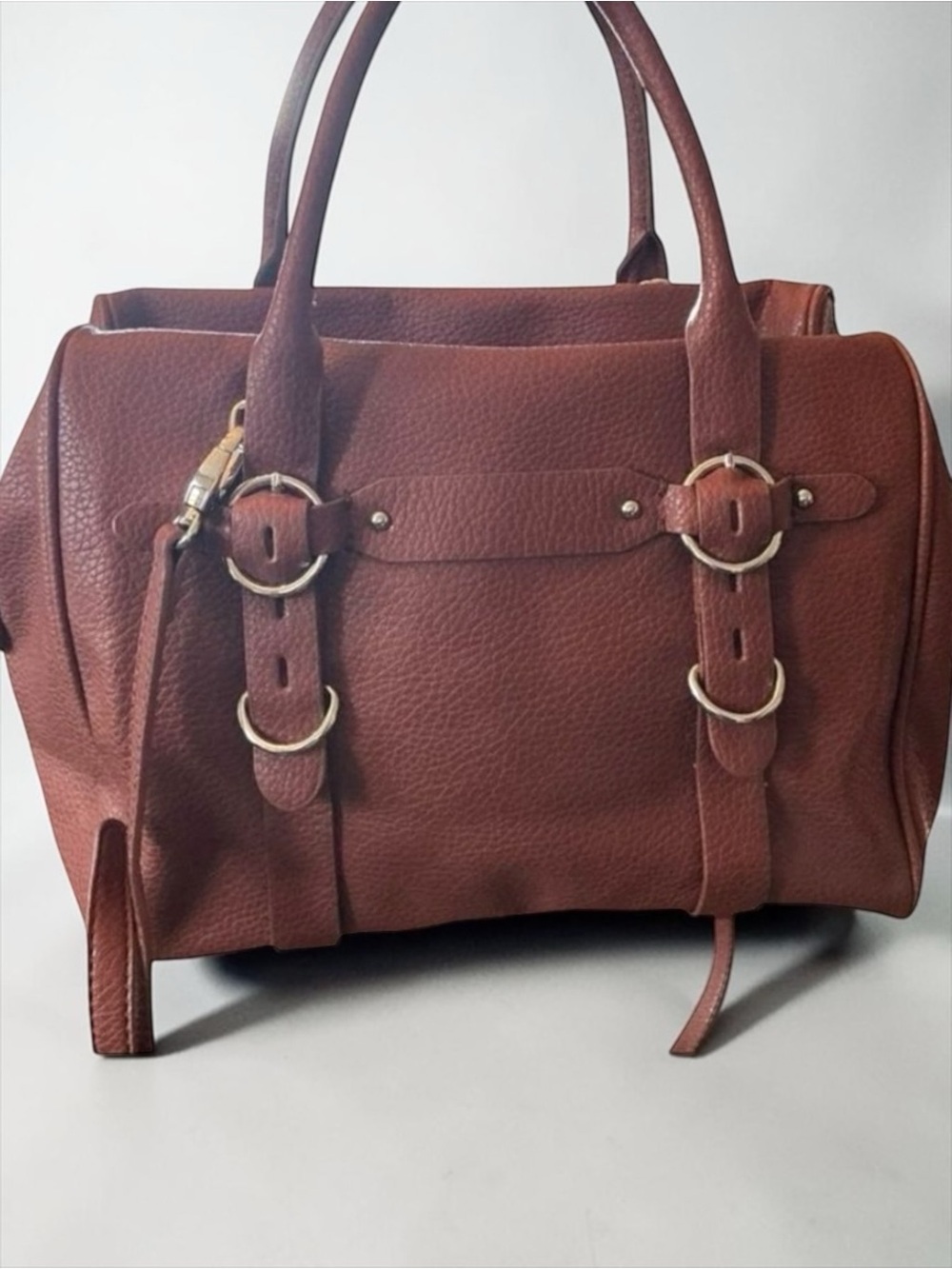 Nine West Brown Vegan Leather Satchel Tote Crossbody Purse